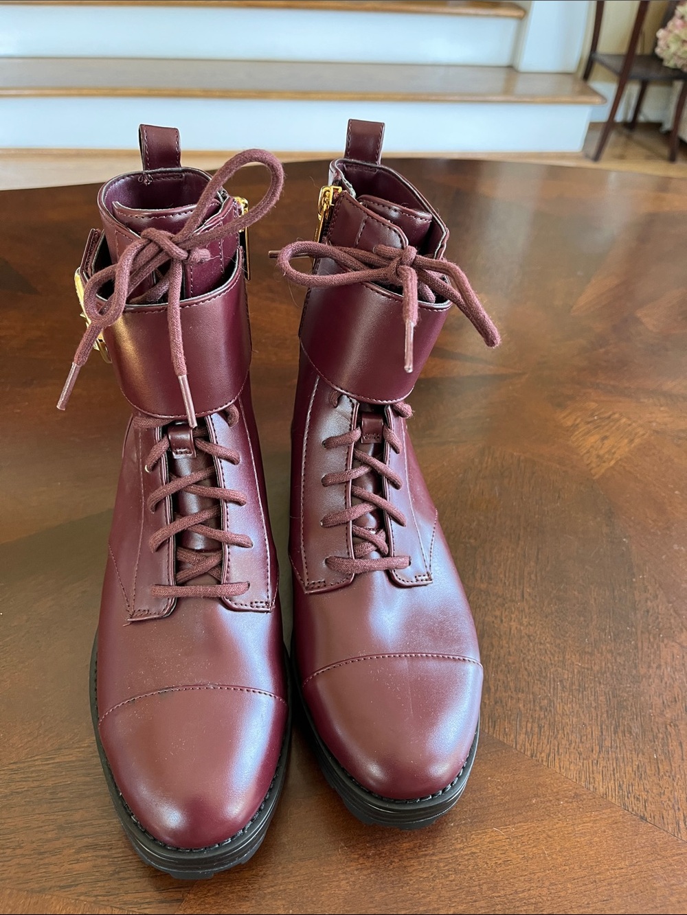 Women's Burgundy Lace-Up Ankle Boots, Michael Kors